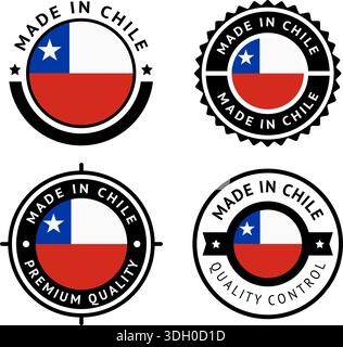 Drapeau national de la République du Chili, définit des icônes vectorielles plates Illustration de Vecteur