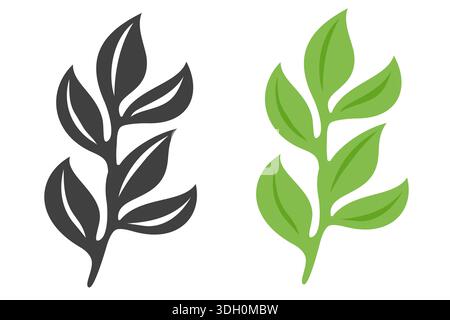 Illustration vectorielle d'une feuille verte. Icônes de jeu vintage de feuille verte. Style respectueux de l'environnement. Illustration de Vecteur
