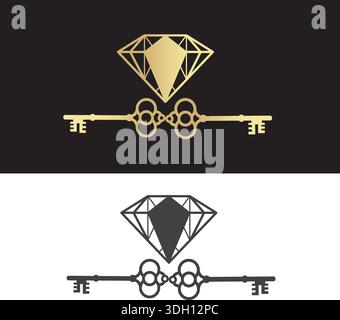 conception de logo vectoriel d'icône de clé de diamant Illustration de Vecteur
