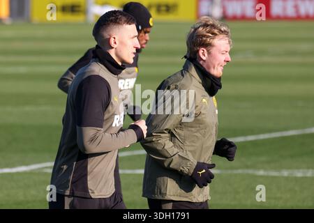 Dortmund, Allemagne 19 janvier 2026 : Ligue des Champions - 2025/2026 - Borussia Dortmund entraînement final dans l'image : de gauche à gauche Nico Schlotterbeck (Borussia Dortmund) et Julian Brandt (Borussia Dortmund) lors de l'entraînement final à Dortmund avant l'UCL Banque D'Images