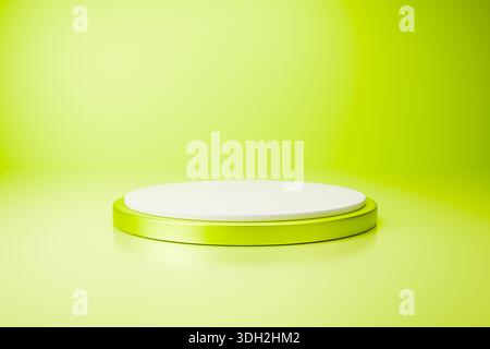 Scène de podium 3D blanc simple sur fond vert citron vibrant pour le produit Banque D'Images