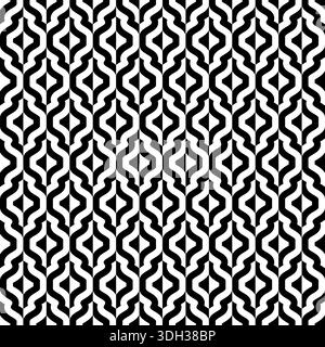 Patern marocain sans couture. Motif maroc répété. Motifs noirs isolés sur fond blanc. Tuile indienne répétée. Ornement islam simple zelij Illustration de Vecteur
