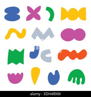 Cool formes géométriques Y2K. Collection de figures abstraites brutalistes du bauhaus Illustration de Vecteur