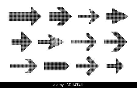 Collection Pixel Arrows. Ensemble de flèches en pointillés Illustration de Vecteur