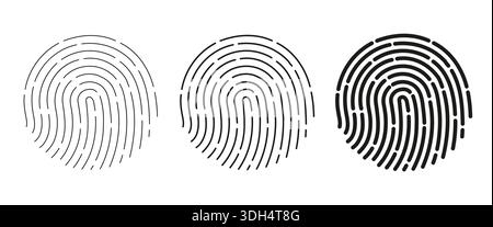 Icône de numérisation d'empreintes digitales. Signe noir d'identification Illustration de Vecteur