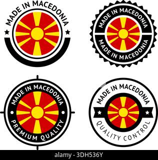 Drapeau national de la République de Macédoine du Nord, définit des icônes vectorielles plates Illustration de Vecteur