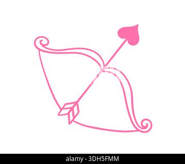 Cupids Bow and Arrow Valentines Doodle icône Illustration de Vecteur