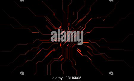 Voies électroniques rouges brillantes sur fond sombre. Illustration de Vecteur