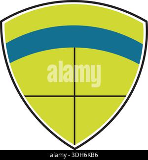 icône de bouclier jaune et bleu avec fond blanc Illustration de Vecteur