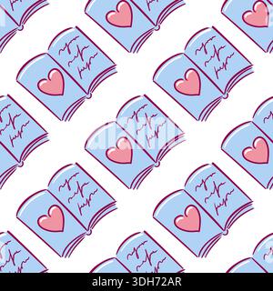 Design de papeterie romantique, coeurs roses et papier vintage, notes manuscrites sur fond de journal confortable, papier texturé vintage avec des symboles d'amour roses Illustration de Vecteur