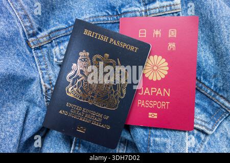 Preuve de nationalité - passeports japonais et britanniques Banque D'Images
