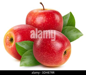 Pomme rouge isolée avec chemin de coupe. Fruits de pomme isolés sur fond blanc Banque D'Images