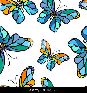 Simple papillons couleur sans couture. Dessiné à la main. Pas ai, illustration vectorielle. Illustration de Vecteur