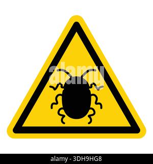 Cette image présente un panneau d'avertissement indiquant une infestation d'insectes, mis en évidence par une icône d'insecte noir sur un triangle jaune vif, symbolisant la prudence Illustration de Vecteur