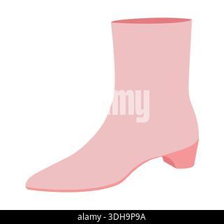 Rose bloc talon bottine femme couleur plate paire. Bout rond avec capsule de semelle épaisse, moments élégants et vêtements chics. Illustration de mode technique CAD maquette vecteur hommes unisexe style tendance isolé Illustration de Vecteur