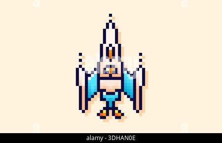Navette d'espace couleur 8 bits Pixel art. Illustration de Vecteur