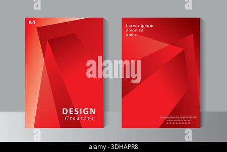 Modèle de conception de couverture de couleur rouge, modèle de taille A4 peut être utilisé pour la conception de couverture de livre, rapport annuel, brochure, couverture de profil d'entreprise, livret et catalogue, Illustration de Vecteur