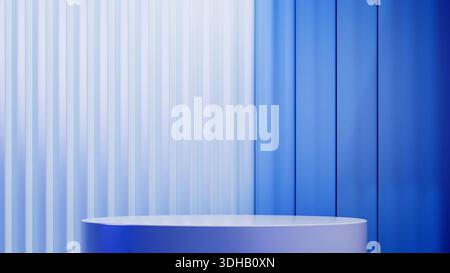 Podium 3D minimaliste avec un fond dégradé doux dans les tons bleus pour l'affichage des produits et la marque. illustration 3d. Banque D'Images