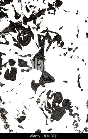 Peinture à l'encre noire acrylique éclaboussures et taches Blot sur blanc pour le fond Banque D'Images