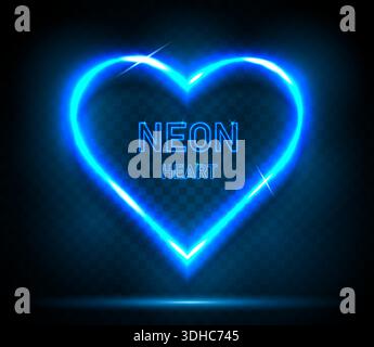 Un cœur néon bleu. Un élément lumineux pour votre design. Illustration de Vecteur