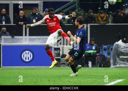 Milan, Italie, 20 janvier 2026. Bukayo Saka en action lors du match de Ligue des Champions de l'UEFA 2025/26 entre le FC Internazionale et le FC Arsenal au stade Giuseppe Meazza à Milan, en Italie Banque D'Images