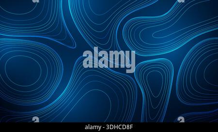 Modèles de carte topographique, carte topographique linéaire. Style extérieur vintage. une carte topographique étroite sur un fond bleu foncé Illustration de Vecteur