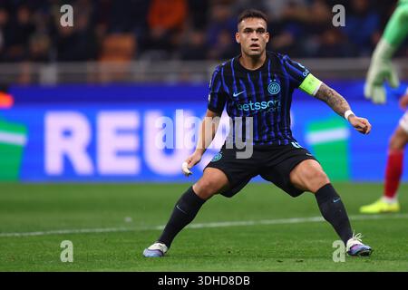 Milan, Italie. 20 janvier 2026. Lautaro Martinez, du FC Internazionale, se retrouvera lors du match de la phase MD7 de l'UEFA Champions League entre le FC Internazionale et l'Arsenal FC au Stadio Giuseppe Meazza (San Siro) le 20 janvier 2025 à Milan, Italie . Crédit : Marco Canoniero/Alamy Live News Banque D'Images
