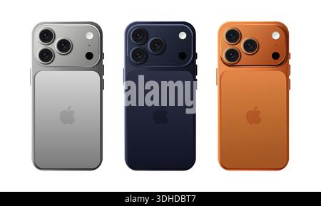 Modèle réaliste de vue arrière de l'appareil de smartphone moderne isolé sur fond blanc. Illustration de technologie propre pour les présentations, la marque, les applications et Illustration de Vecteur