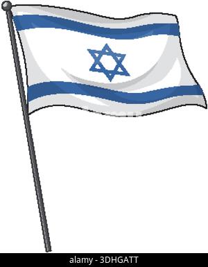 Illustration vectorielle du drapeau israélien agitant sur un poteau sur un fond blanc Illustration de Vecteur