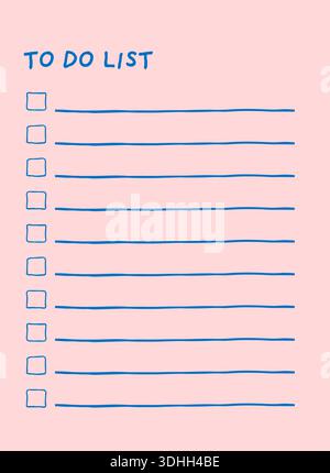 Modèle de liste de tâches minimaliste dessiné à la main. Page de liste de contrôle de l'organiseur et de la gestion de la productivité. Illustration de Vecteur