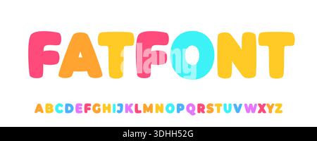 Kid Bold Color font logo Alphabet Balloon Letter Set typographie arrondie colorée, Creative Bubble Typographic Design for Kindergarten Title Text Illustration de Vecteur