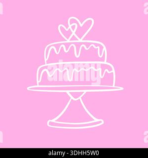 Gâteau de mariage décoré Doodle icône logo Clip Art Illustration de Vecteur
