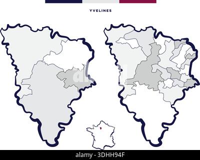 Département et cantons des Yvelines - Île-de-France (France) Illustration de Vecteur