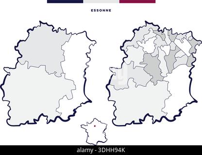 Département et cantons de l'Essonne - Île-de-France (France) Illustration de Vecteur