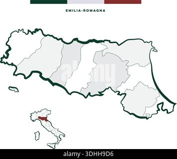 Emilia-Romagna Region in Italy - carte vectorielle Illustration de Vecteur