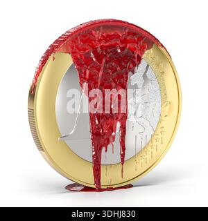 Euro monnaie couverte dans le sang 3d Banque D'Images