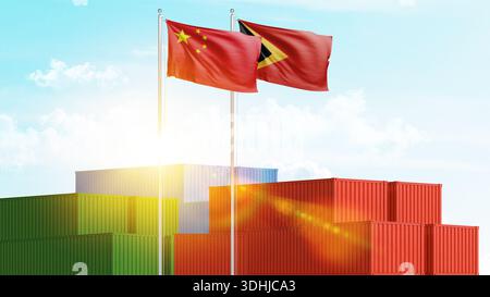 Logistique, fret et relations maritimes entre le Timor Leste et la Chine. Importation et exportation de marchandises et de matières premières. Entreprise et collaboration Banque D'Images