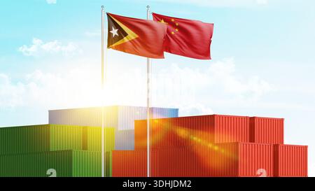 Logistique, fret et relations maritimes entre le Timor Leste et la Chine. Importation et exportation de marchandises et de matières premières. Entreprise et collaboration Banque D'Images