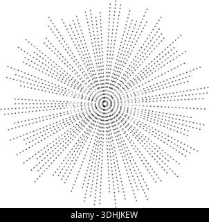 De longs rayons irréguliers rayonnent vers l'extérieur à partir de l'espace central vide. Illustration de Vecteur