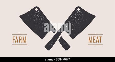 Couteau de boucher. Symbole de boucherie, icône logo, signe Illustration de Vecteur