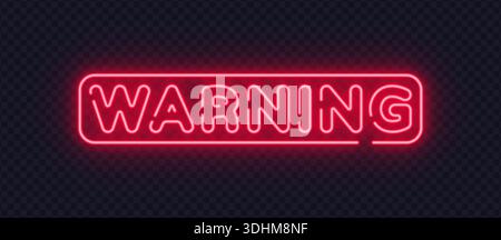 Symbole vectoriel néon rouge affichant un message d'avertissement. Les lettres en gras et brillantes soulignent le danger et l'avis important. Convient pour les panneaux de sécurité et d'alerte Illustration de Vecteur