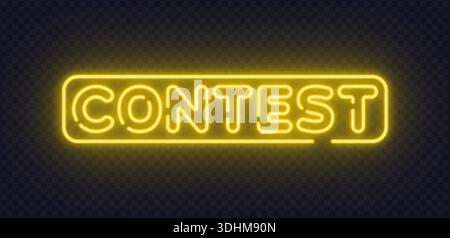 Enseigne vectorielle au néon jaune comportant le mot du concours dans un cadre lumineux. Le design énergique crée de l'enthousiasme pour les compétitions et les événements marketing. Idéal pour Illustration de Vecteur