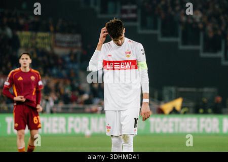 Atakan Karazor (Stuttgart, #16), ITA, AS Roma vs Stuttgart, football, Europa League, journée 7, saison 2025/2026, 22 janvier 2026, photo : Eibner Press photo/Edward Cheung Banque D'Images