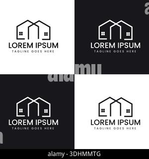 Conception abstraite de logo de bâtiment, conception moderne de logo immobilier Illustration de Vecteur