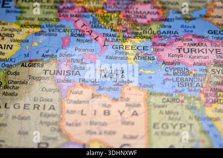 Carte du pays de la Grèce sur la carte du monde politique gros plan Voir image Banque D'Images