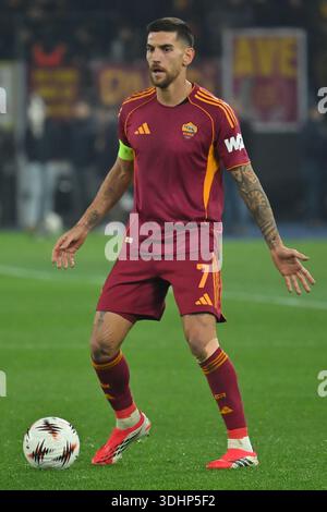 Rome, Italie. 22 janvier 2026. Lorenzo Pellegrini de l'AS Roma lors du match de Ligue Europa entre L'AS Roma et le VfB Stuttgart au stade Olimpico de Rome, Italie, 22 janvier 2026 Mattia Vian crédit : Agence photo indépendante/Alamy Live News Banque D'Images