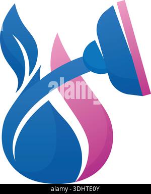 Vecteur de conception de logo de plomberie d'icône d'eau et de feu Illustration de Vecteur