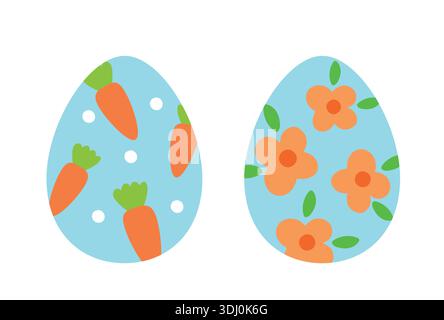 Ensemble clipart œufs de Pâques à motifs géométriques. Illustration vectorielle plate d'oeufs de Pâques colorés. Collection d'icônes d'oeufs de Pâques des vacances de printemps. Illustration de Vecteur