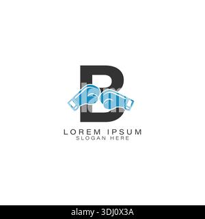 Logo lettre B avec gants de boxe. Motif sport de boxe alphabet B Icon Illustration de Vecteur