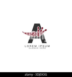 Lettre moderne Un logo avec une boule de bowling et des épingles. Motif icône alphabet B pour clubs de bowling Illustration de Vecteur